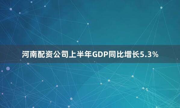 河南配资公司上半年GDP同比增长5.3%