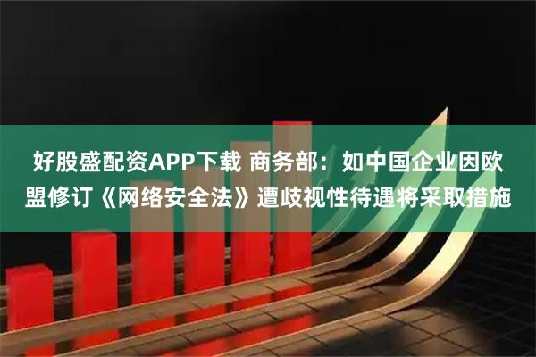 好股盛配资APP下载 商务部：如中国企业因欧盟修订《网络安全法》遭歧视性待遇将采取措施